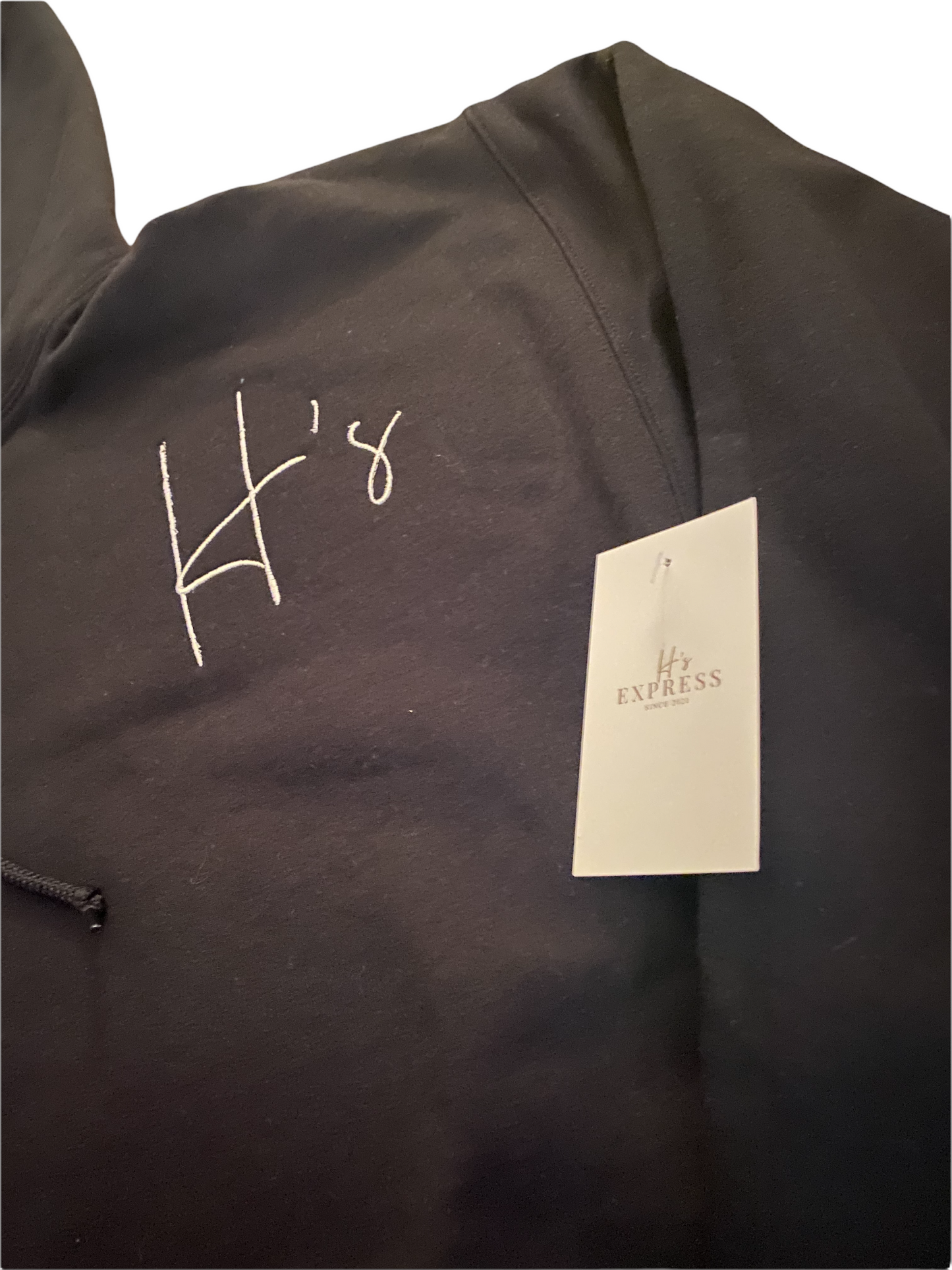 H's Black Hoodie (White Finish)
